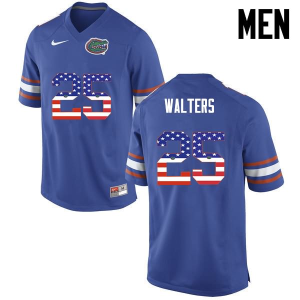 Men's NCAA Florida Gators Brady Walters #25 Stitched Authentic USA Flag Fashion Nike Blue College Football Jersey STN1365RT